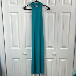 High neck open back midi dress